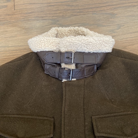 Zara Wool Blend Insulated Coat with Sherpa Collar Size Small - Picture 2 of 5